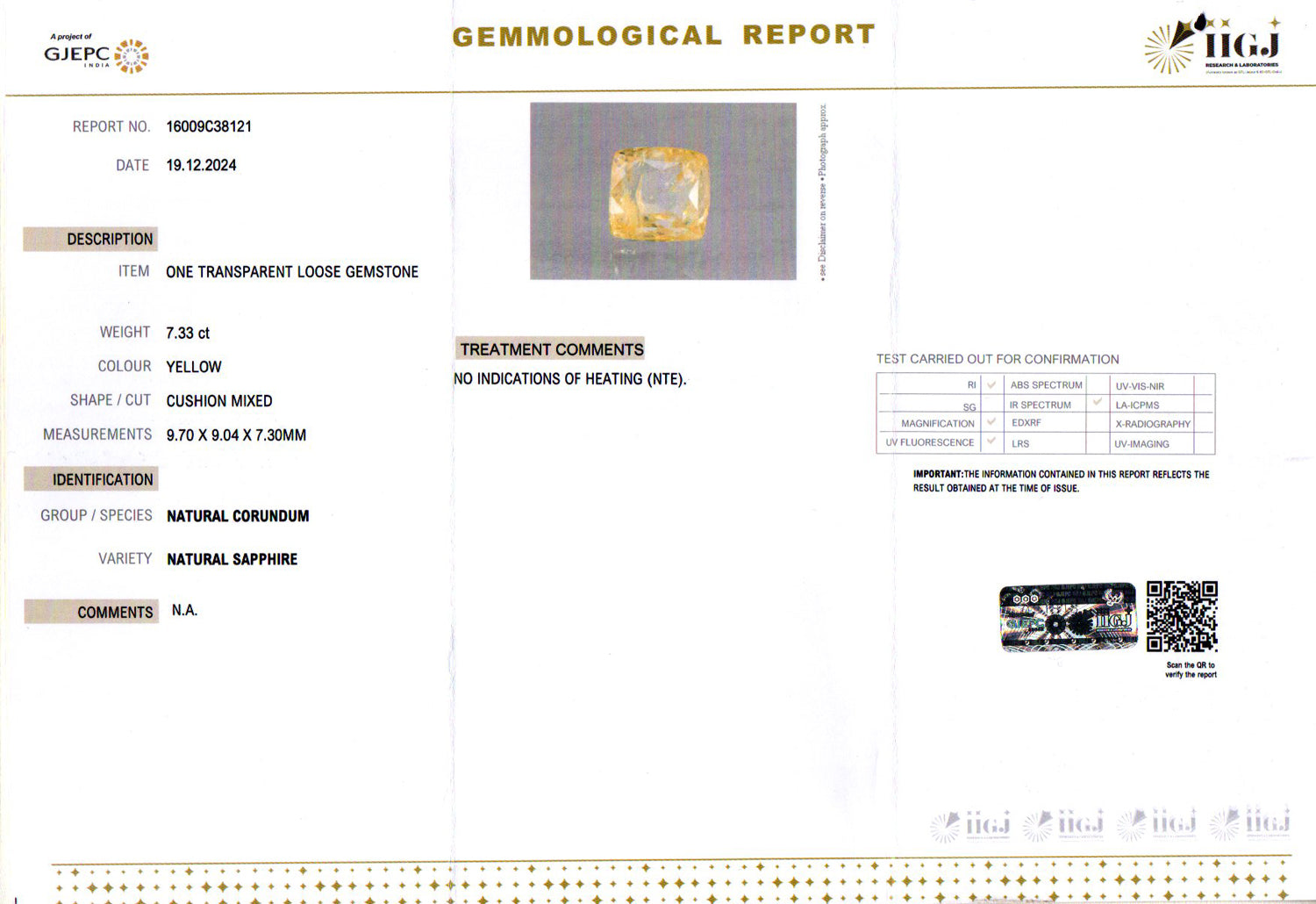 Ceylon Yellow Sapphire - 7.33 Carat Prime Quality CYS-3982