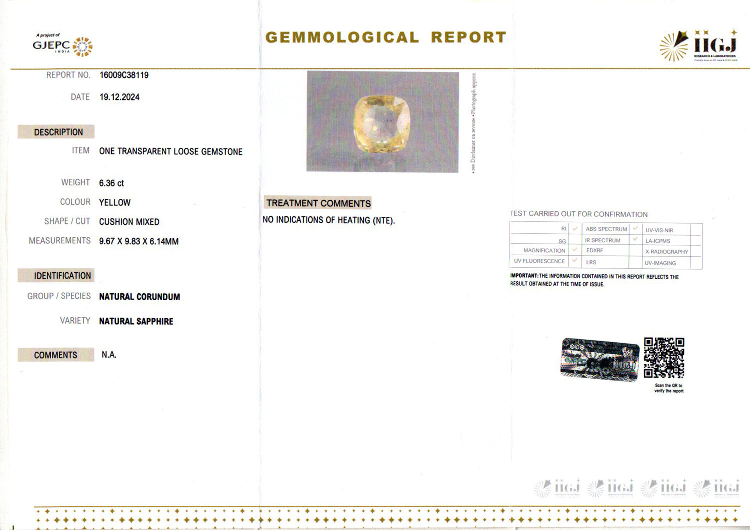 Ceylon Yellow Sapphire - 6.36 Carat Prime Quality CYS-3983