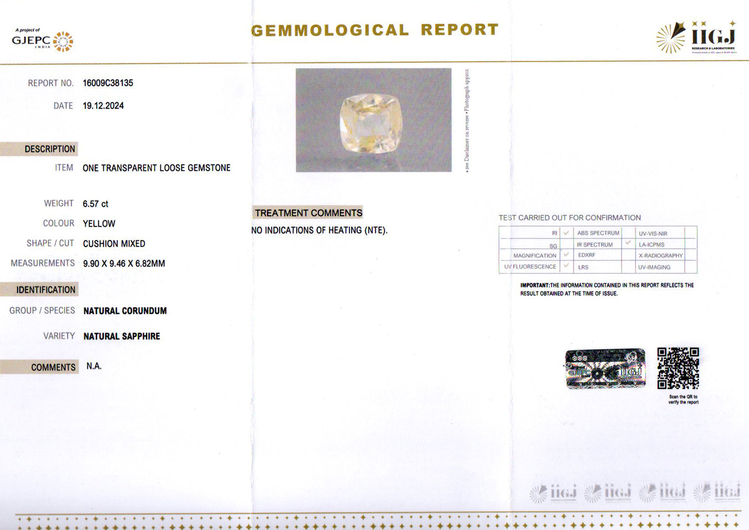 Ceylon Yellow Sapphire - 6.57 Carat Prime Quality CYS-3984