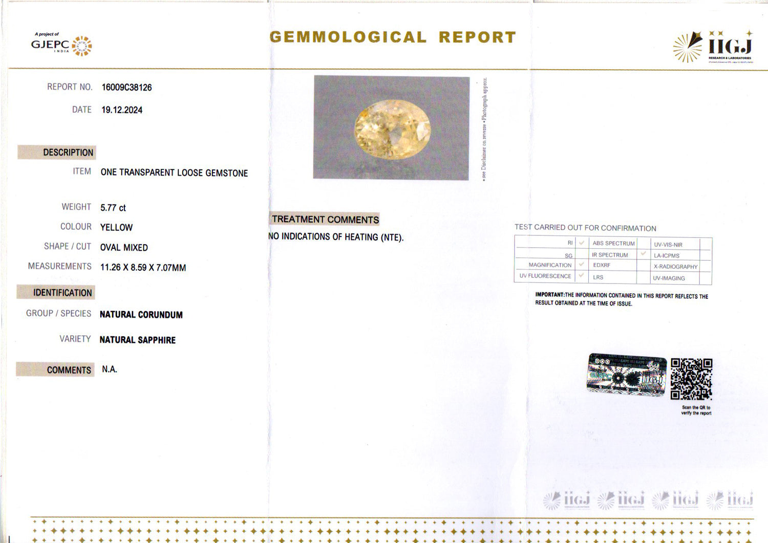Yellow Sapphire - 5.77 Carats