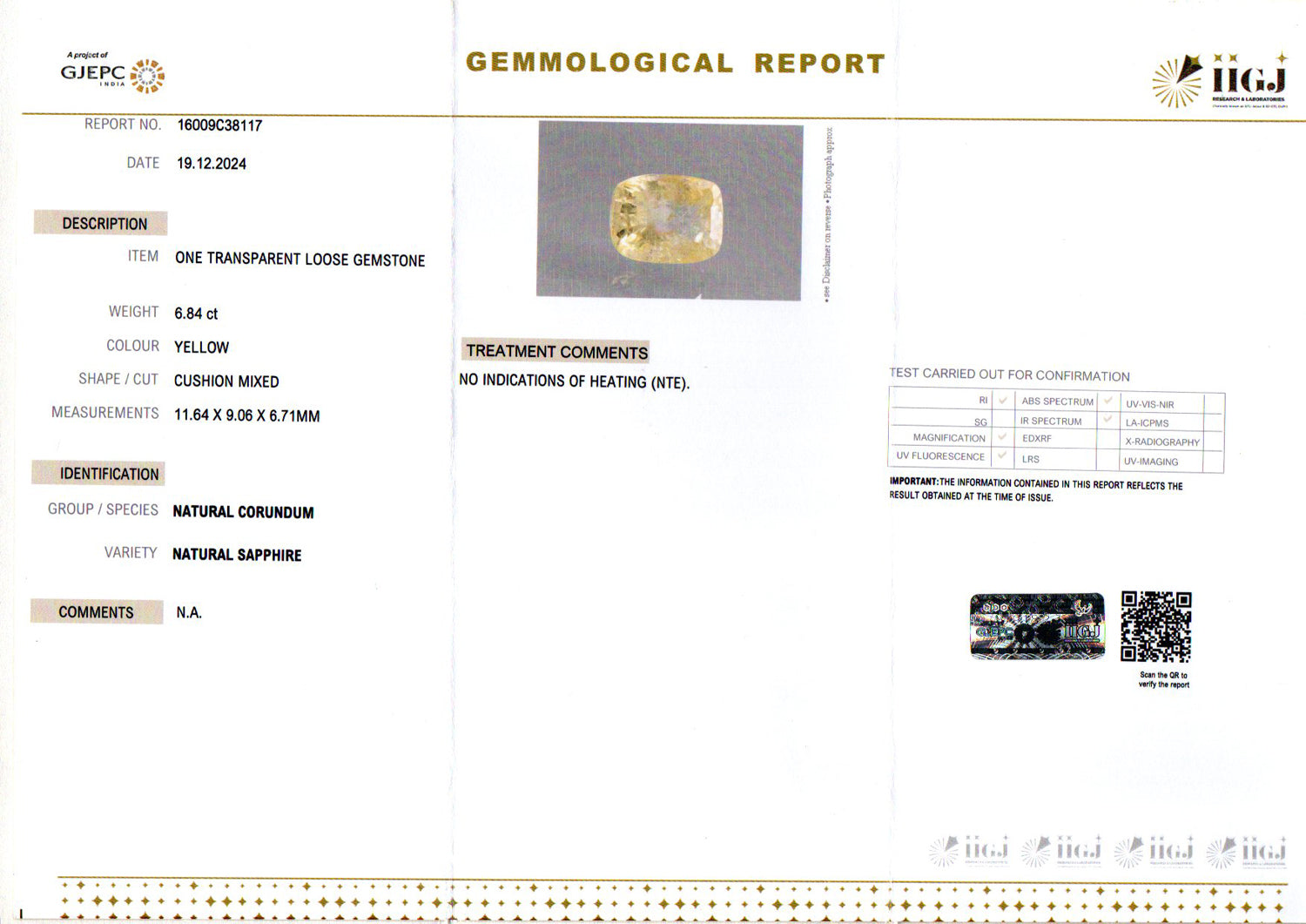 Yellow Sapphire - 6.84 Carats