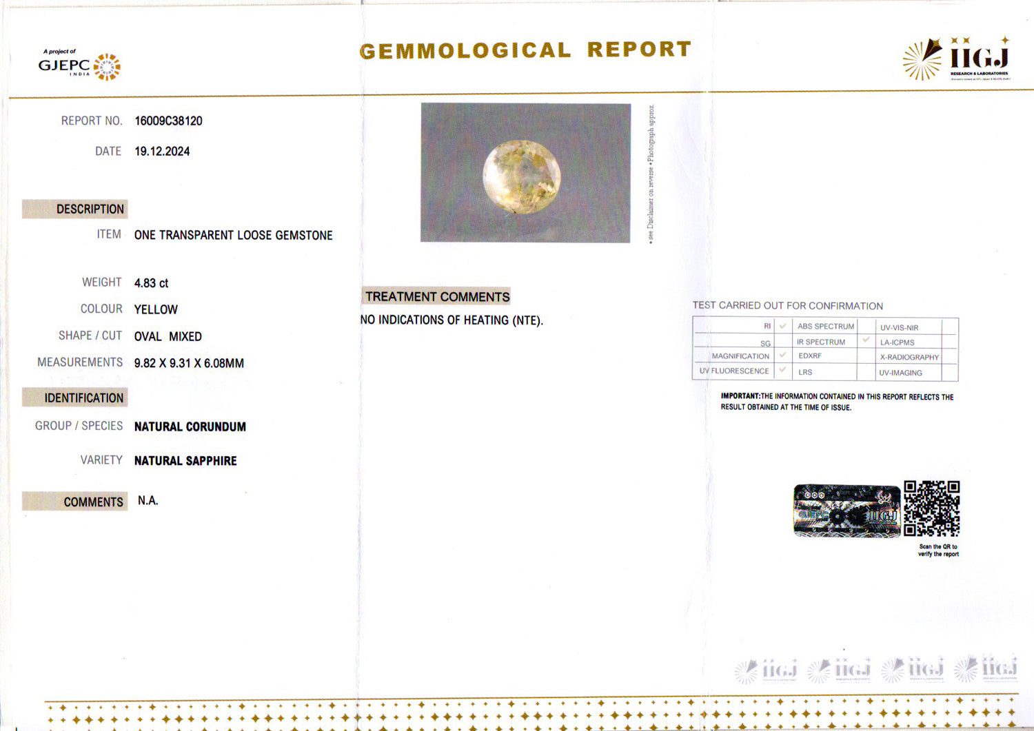 Ceylon Yellow Sapphire - 4.83 Carat Prime Quality CYS-3990