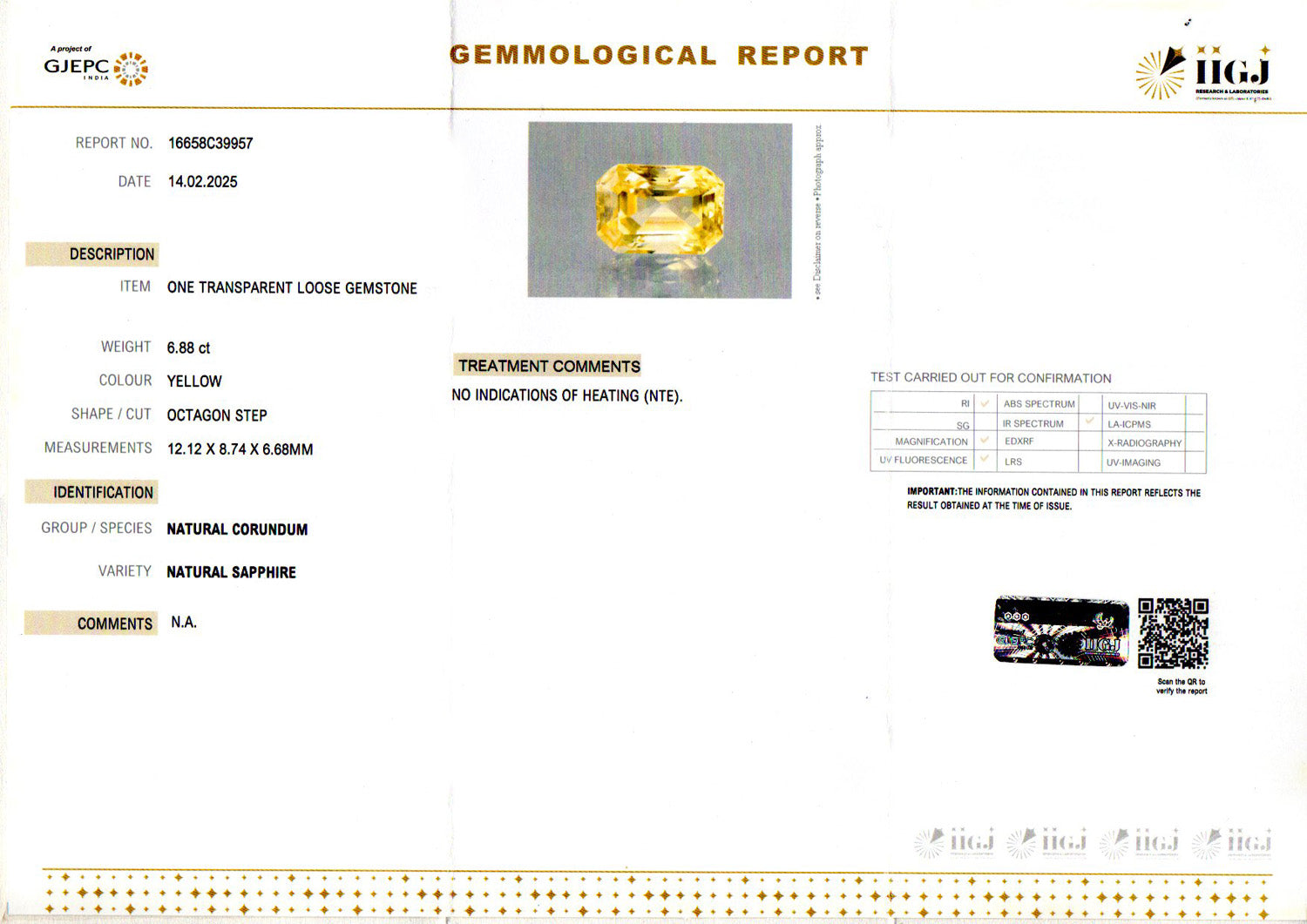 Yellow Sapphire - 6.88 Carat (Ceylon) Limited Quality CYS-3993
