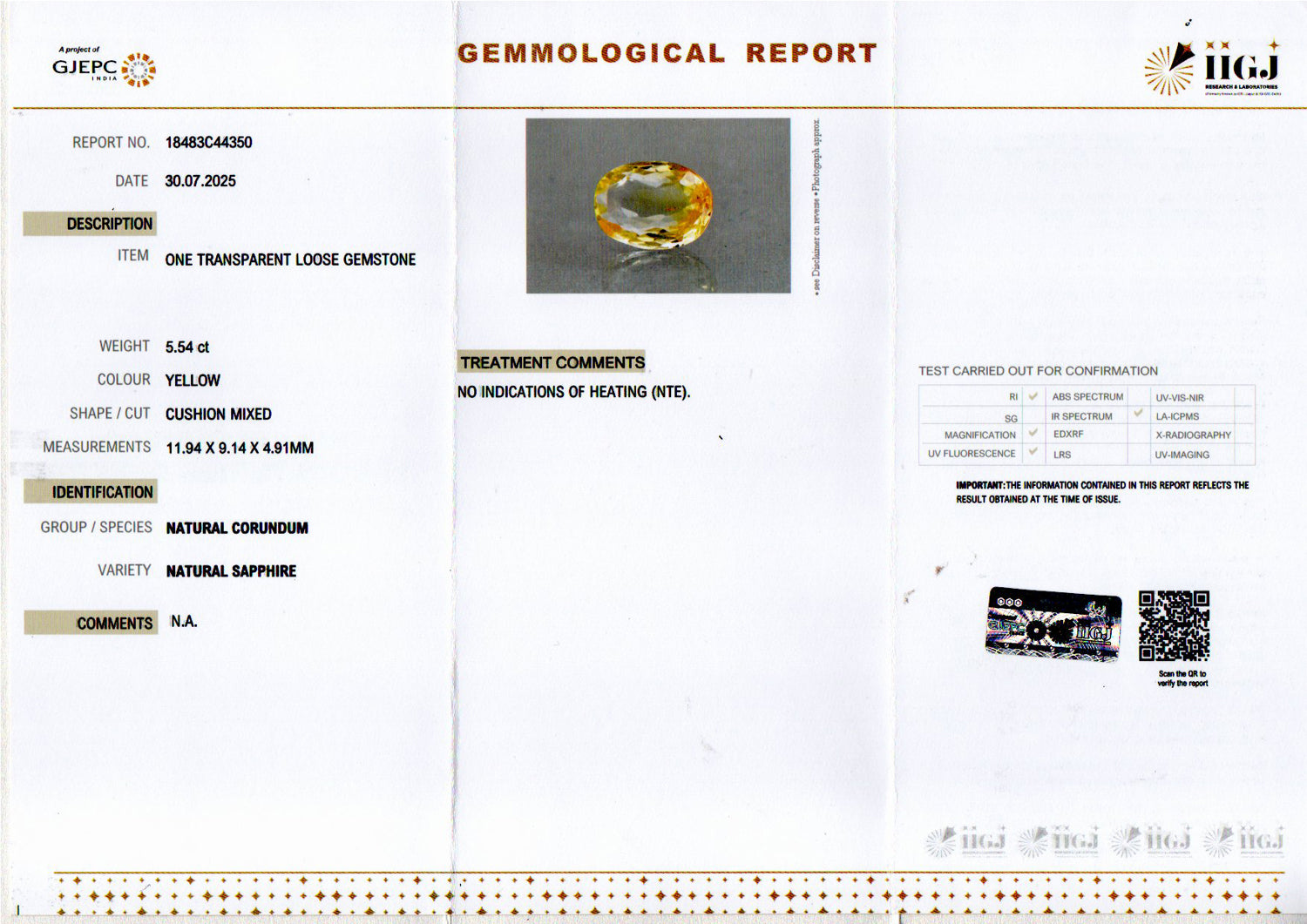 Yellow Sapphire - 5.54 Carats