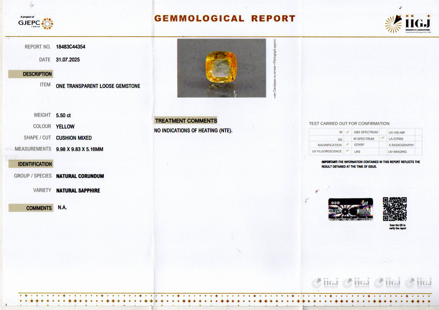 Ceylon Yellow Sapphire - 5.50 Carat Limited Quality CYS-4016