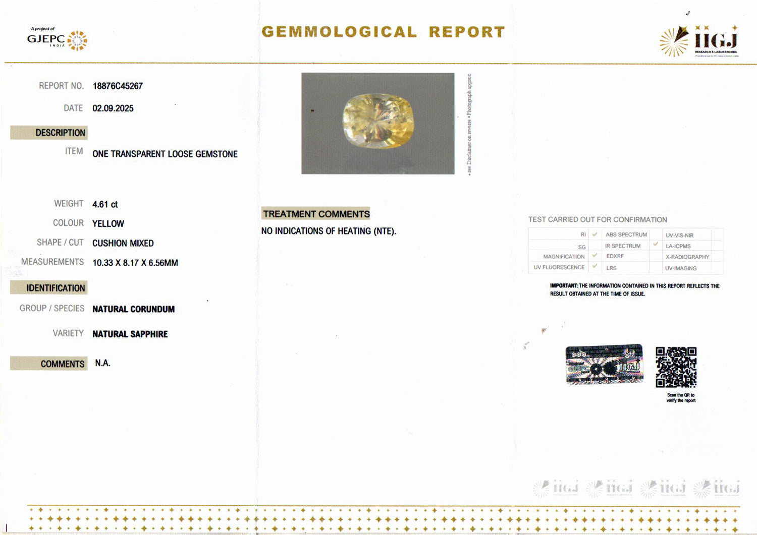Yellow Sapphire - 4.61 Carats
