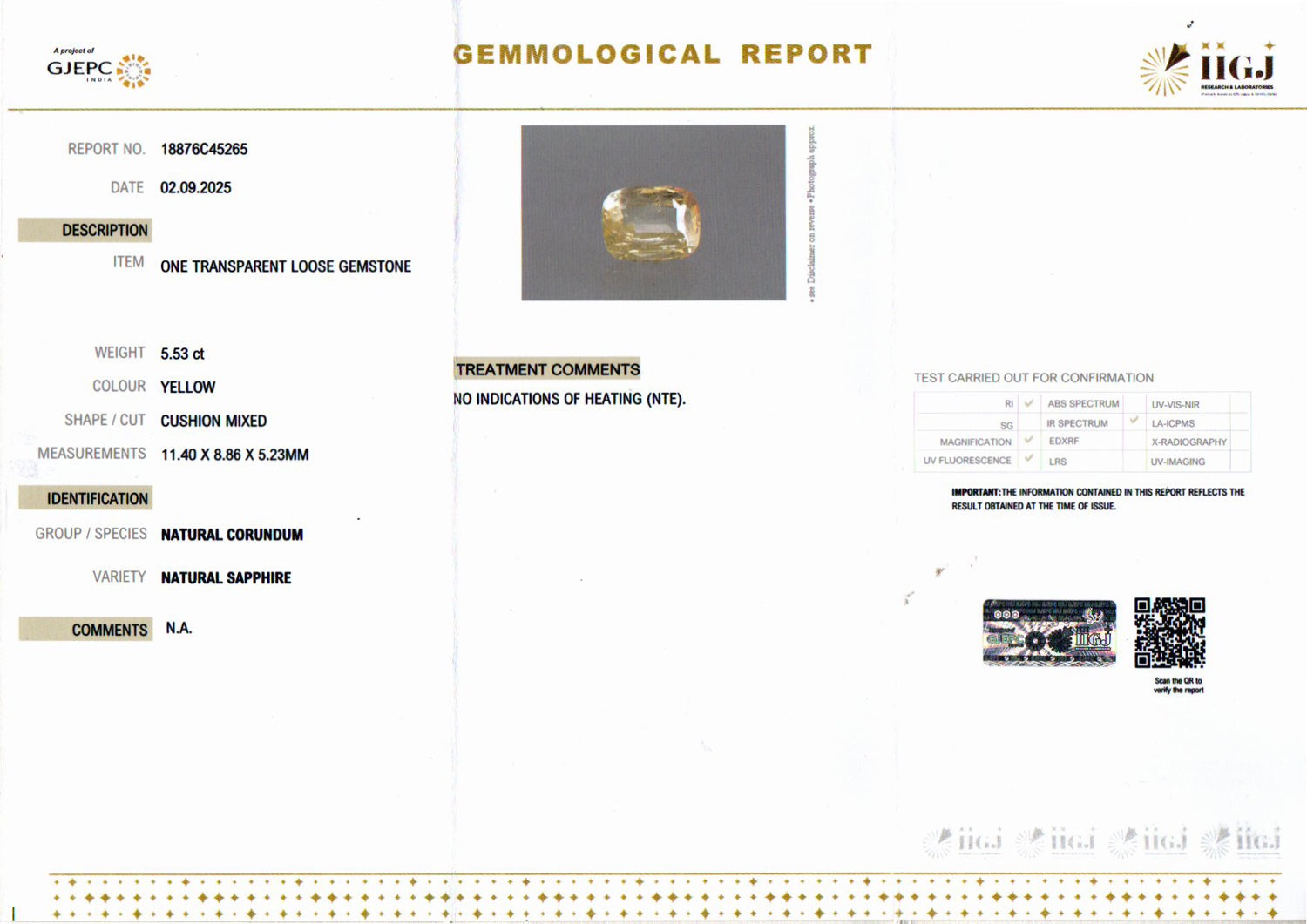 Ceylon Yellow Sapphire - 5.53 Carat Prime Quality CYS-4022