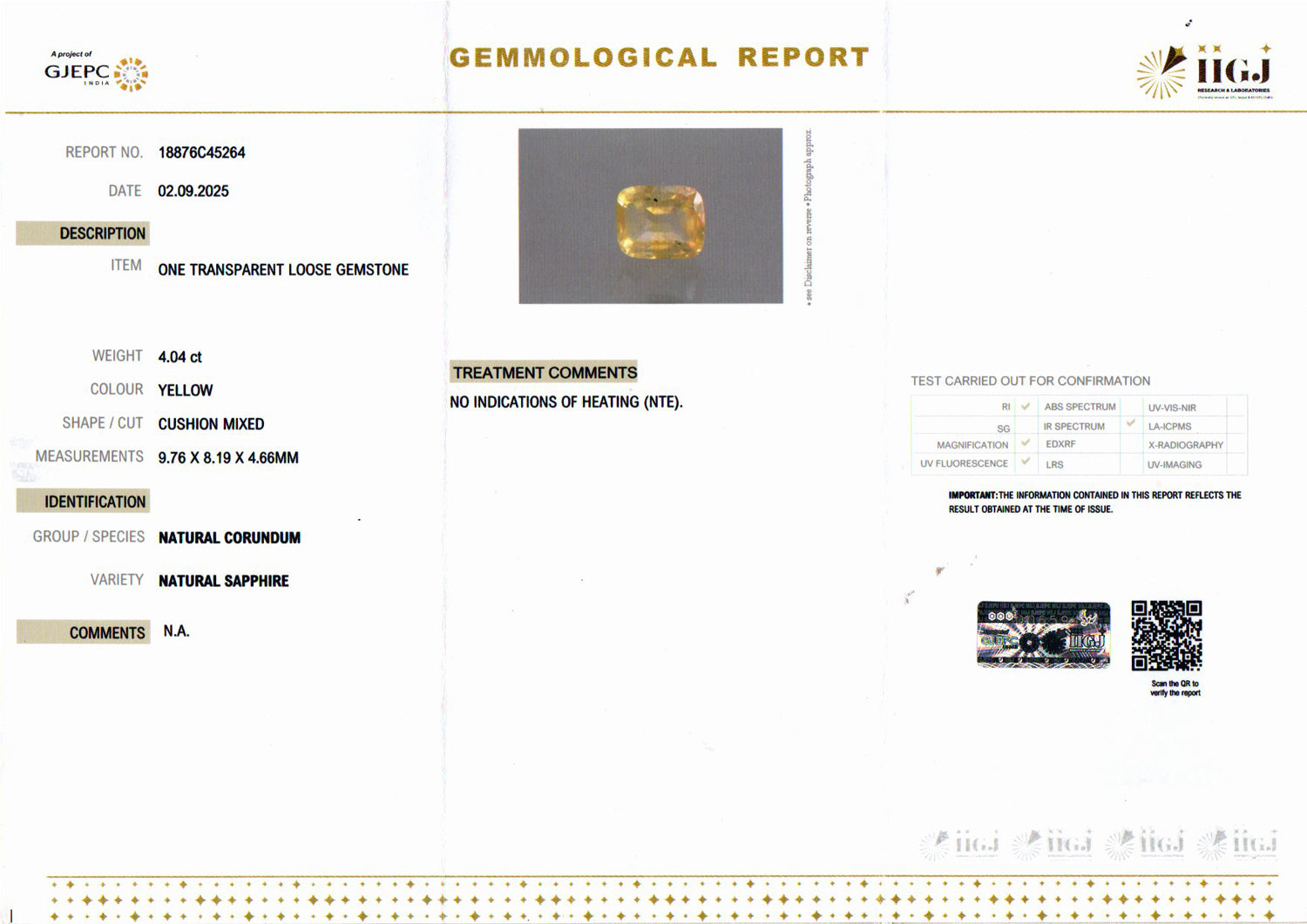 Ceylon Yellow Sapphire - 4.04 Carat Prime Quality CYS-4023