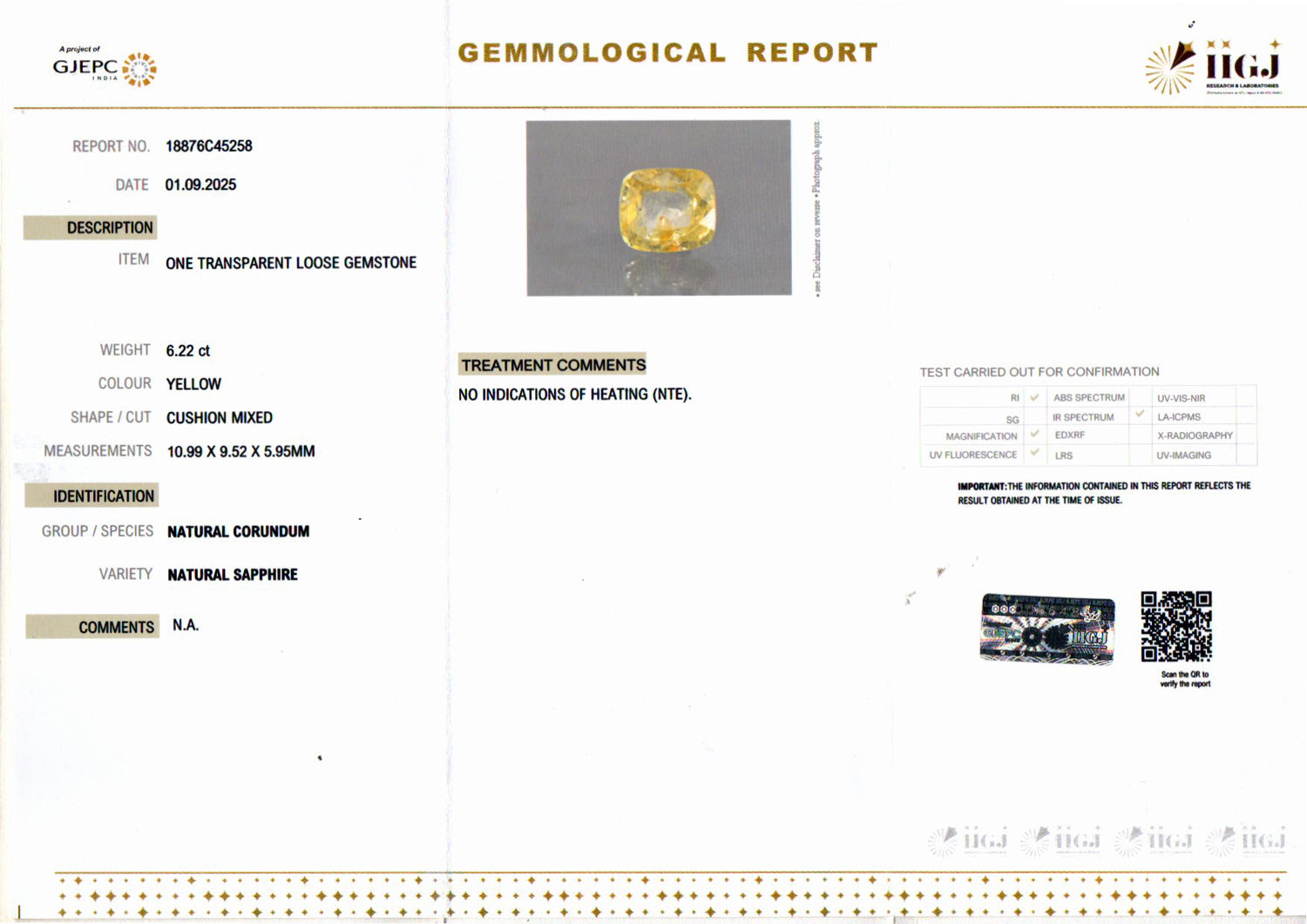 Yellow Sapphire - 6.22 Carats