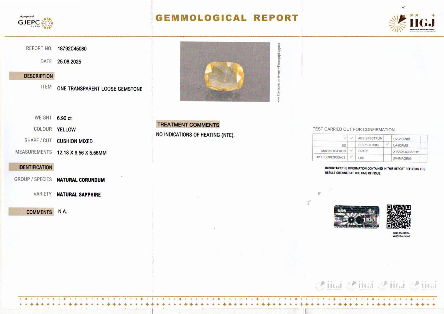 Ceylon Yellow Sapphire - 6.90 Carat Prime Quality CYS-4033