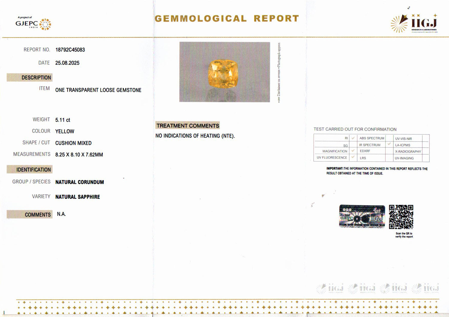 Yellow Sapphire - 5.11 Carats