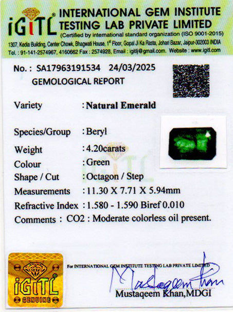 Emerald - 4.20 Carats