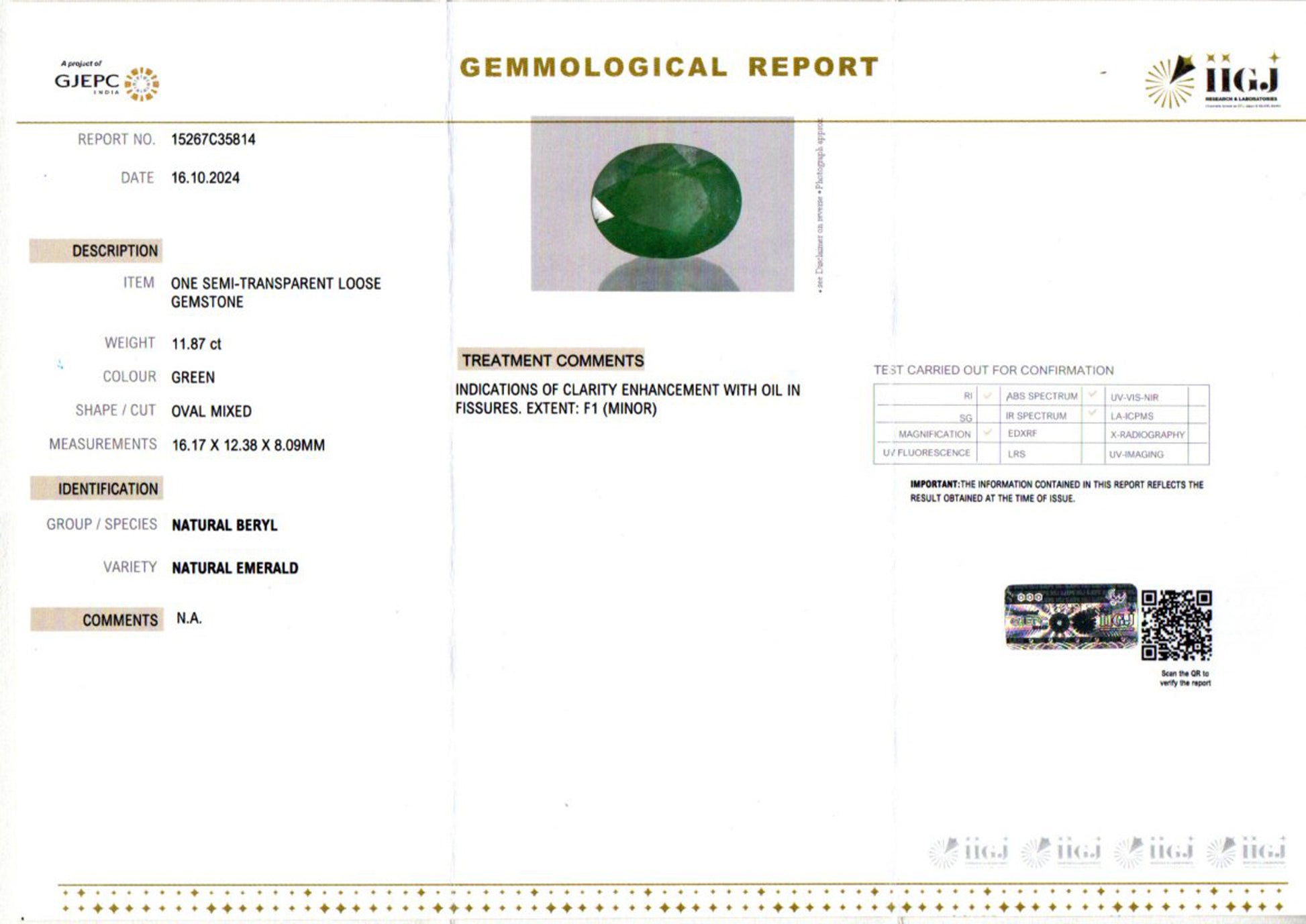 Emerald - 11.87 Carats