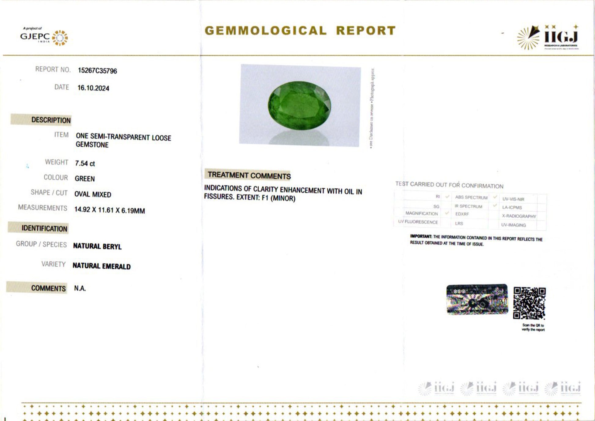 Zambian Emerald - 7.54 Carat Prime Quality EMD-10138
