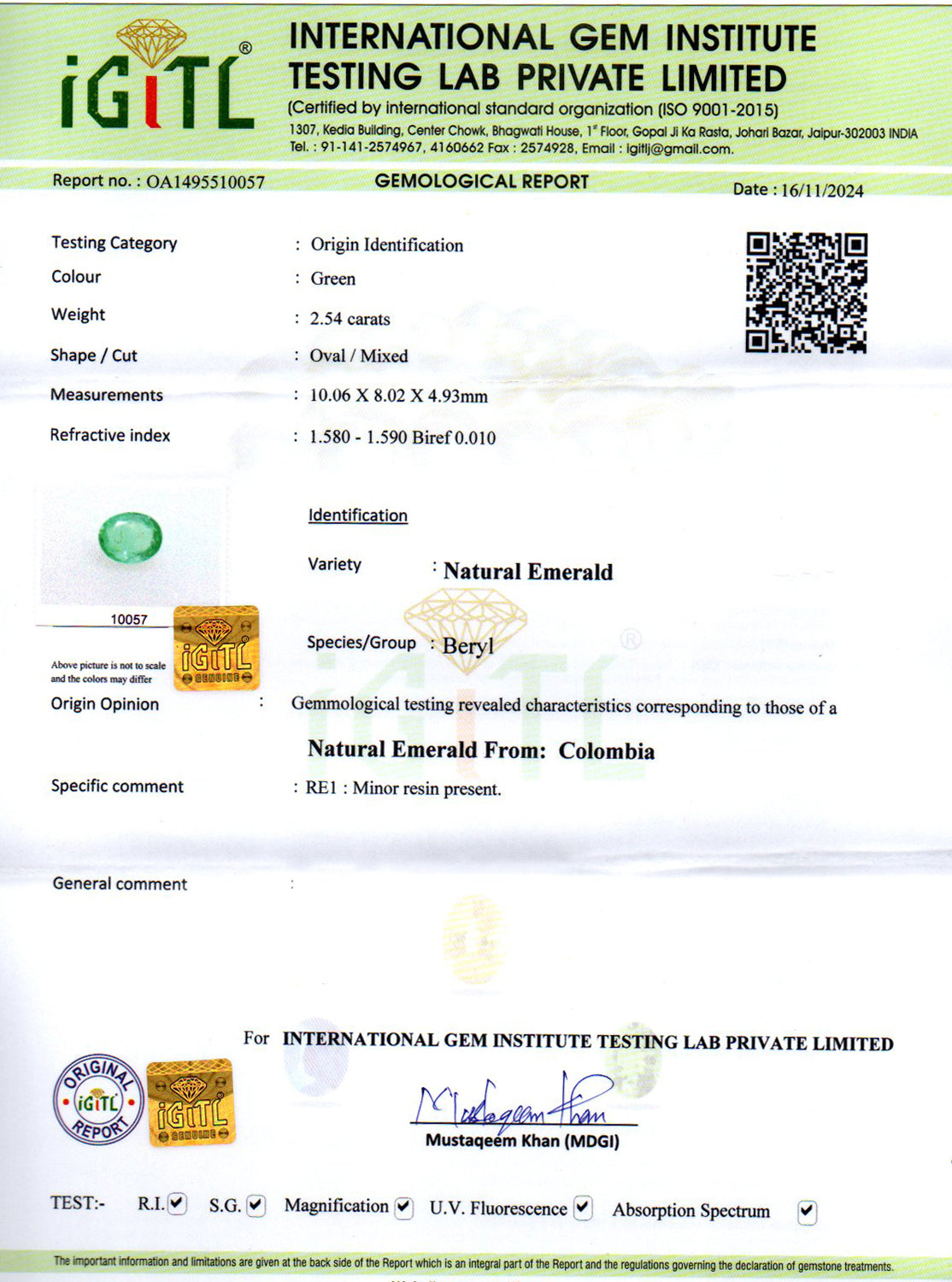 Colombian Emerald - 2.54 Carat Limited Quality EMD-10146