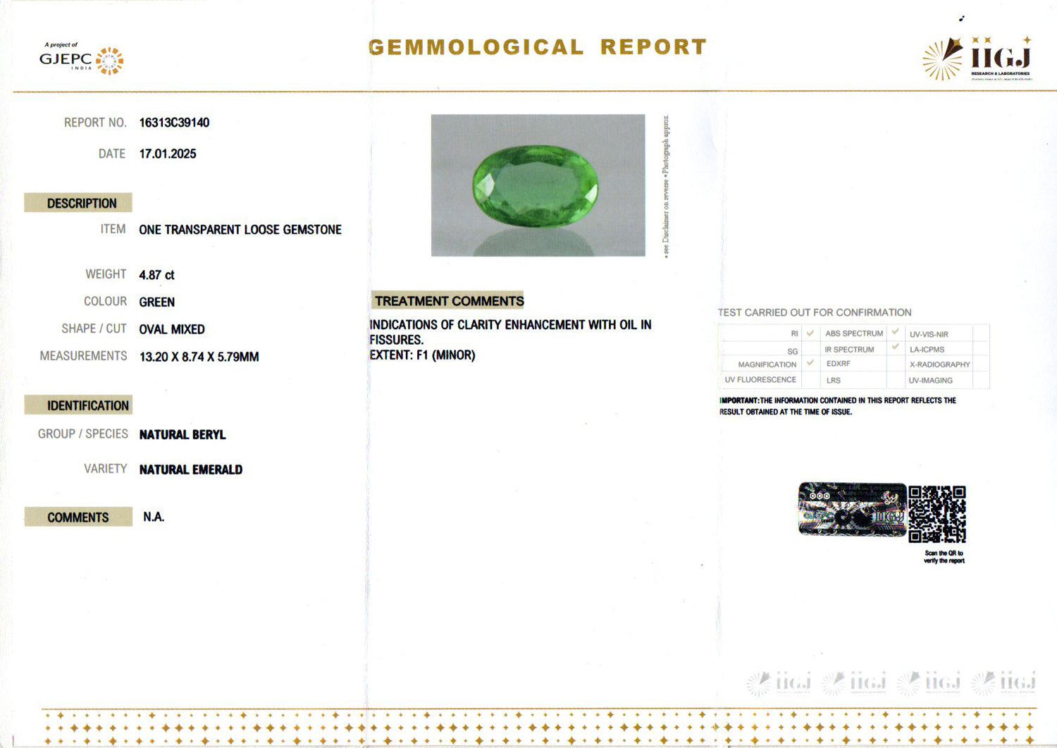 Zambian Emerald - 4.87 Carat Rare Quality EMD-10154