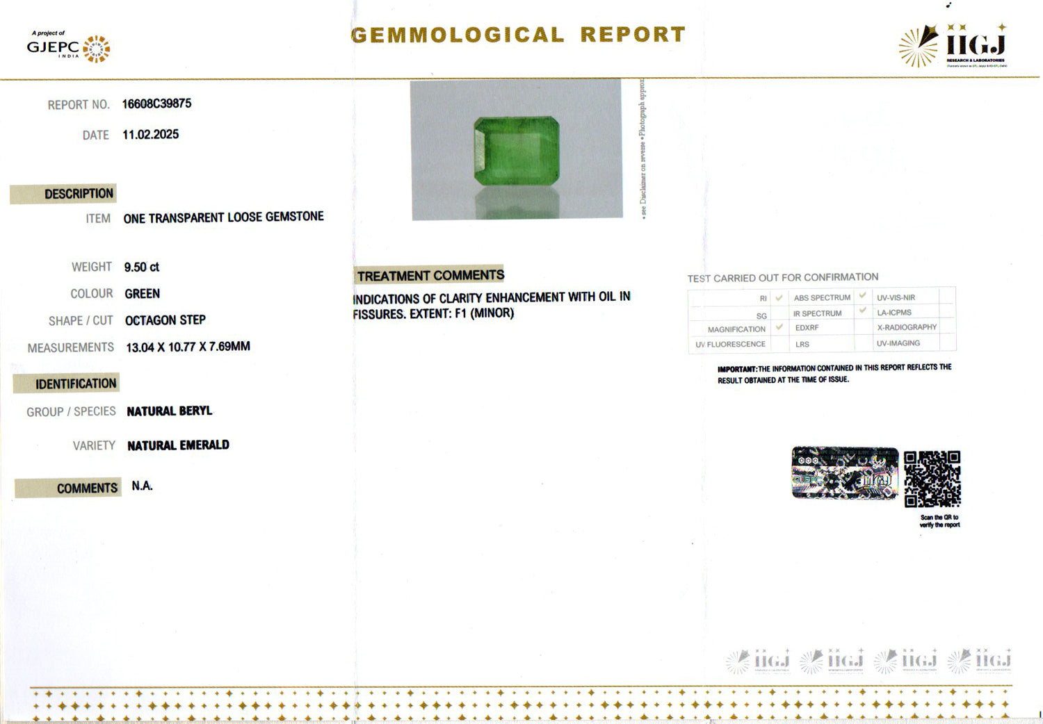 Emerald - 9.50 Carats
