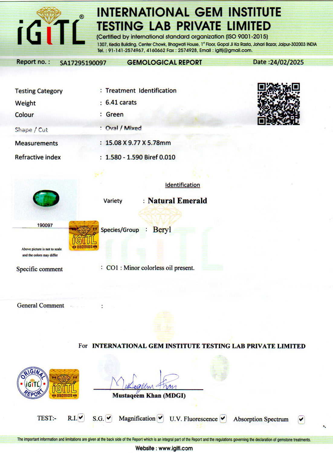 Emerald - 6.41 Carats
