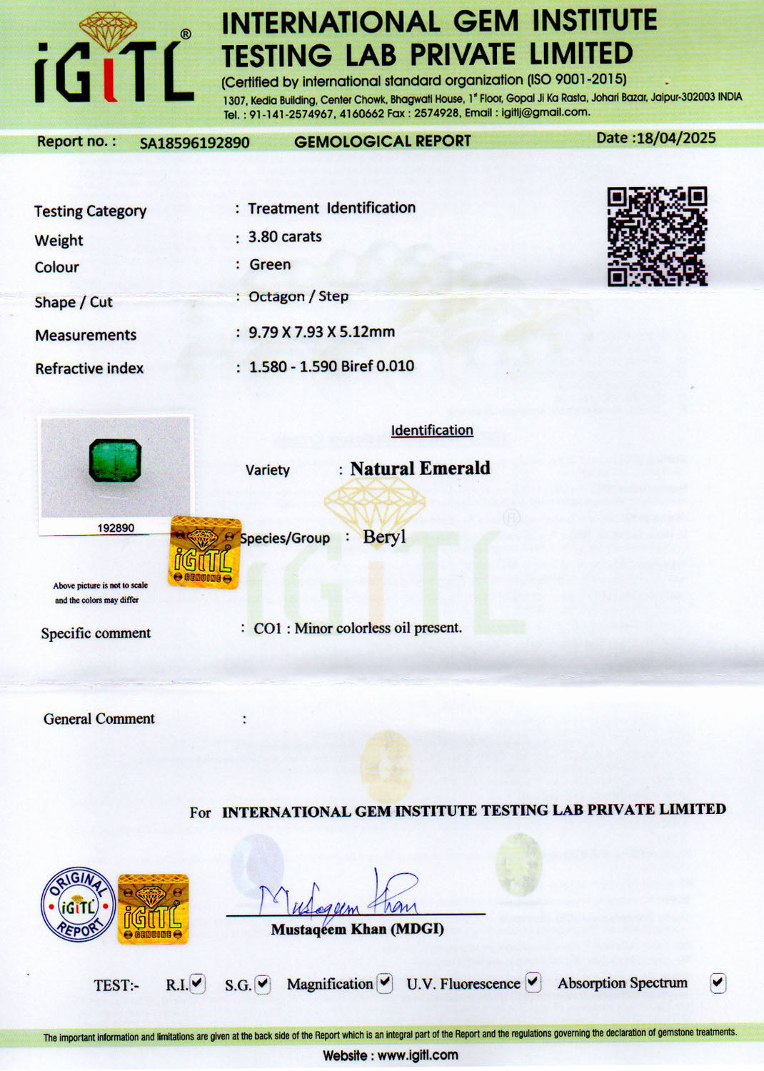 Emerald - 3.80 Carats