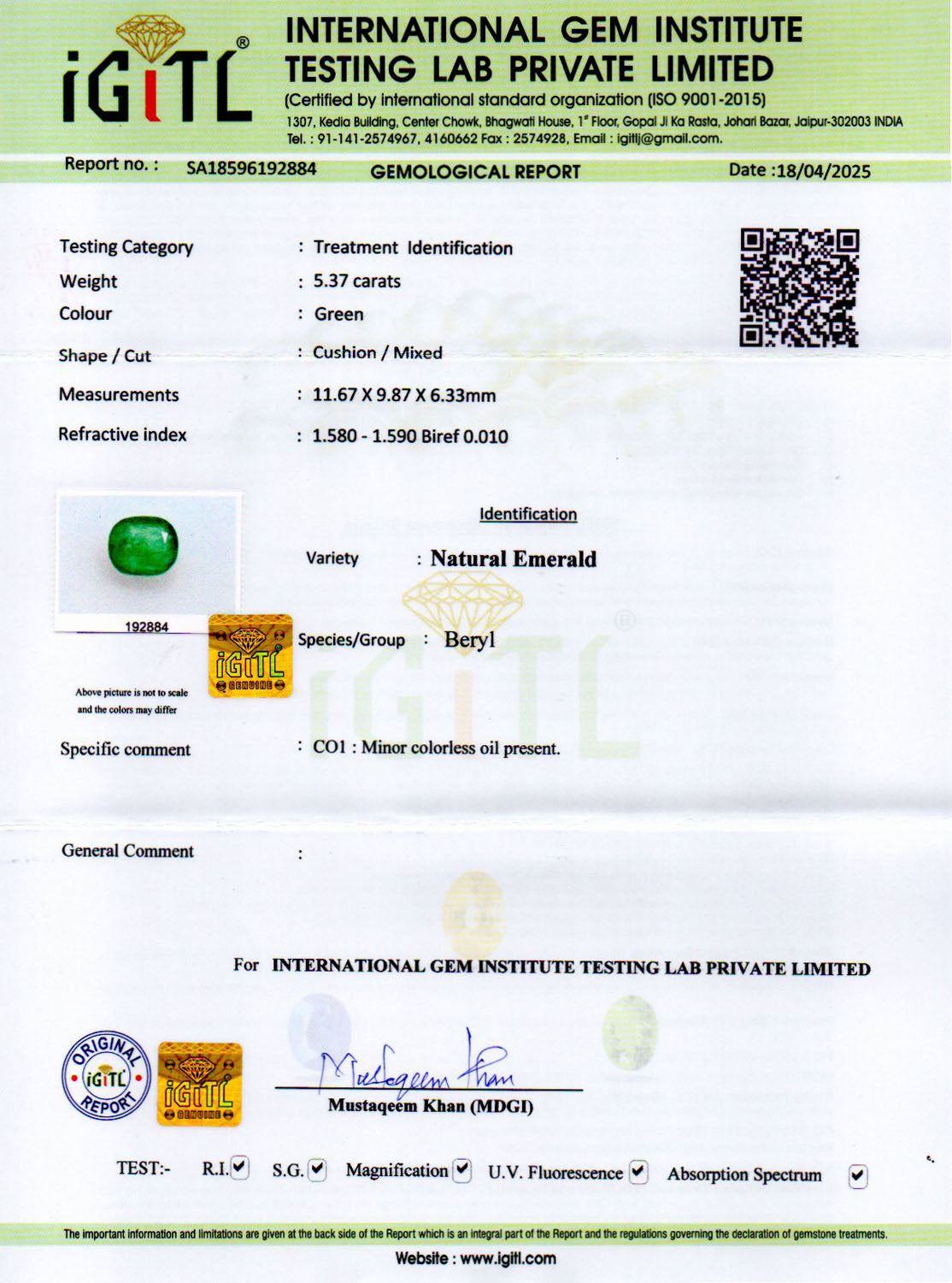 Emerald - 5.37 Carats