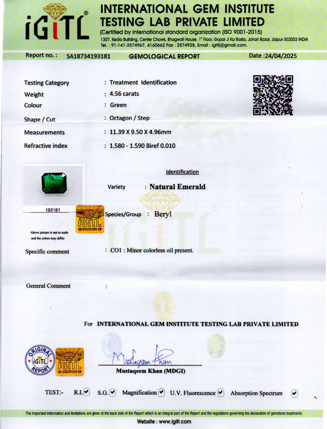 Emerald - 4.56 Carats