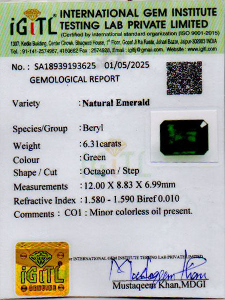 Emerald - 6.31 Carats