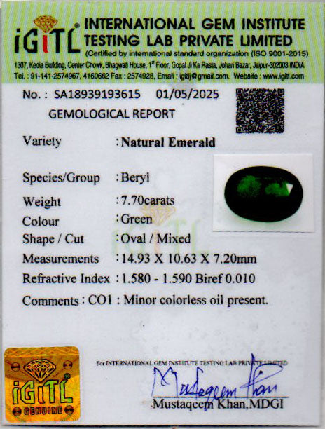 Emerald - 7.70 Carats