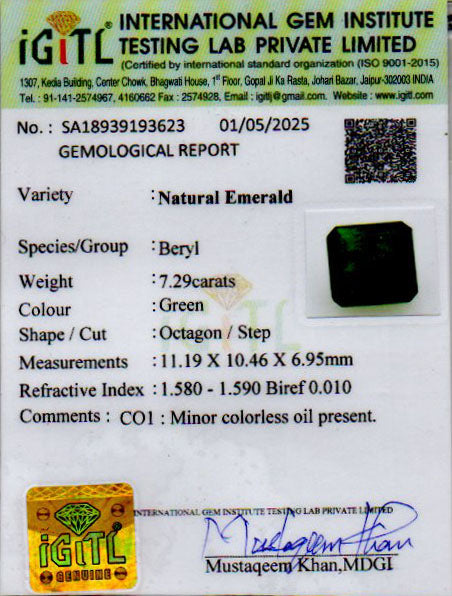 Emerald - 7.29 Carats