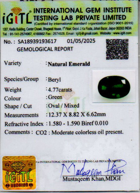Zambian Emerald - 4.77 Carat Prime Quality EMD-10228
