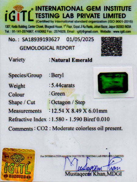 Zambian Emerald - 5.44 Carat Prime Quality EMD-10232