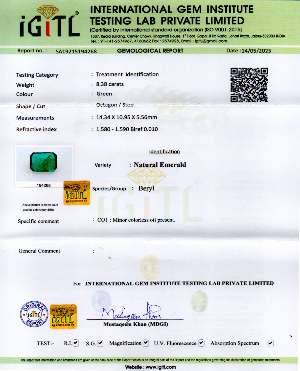 Emerald - 8.38 Carats