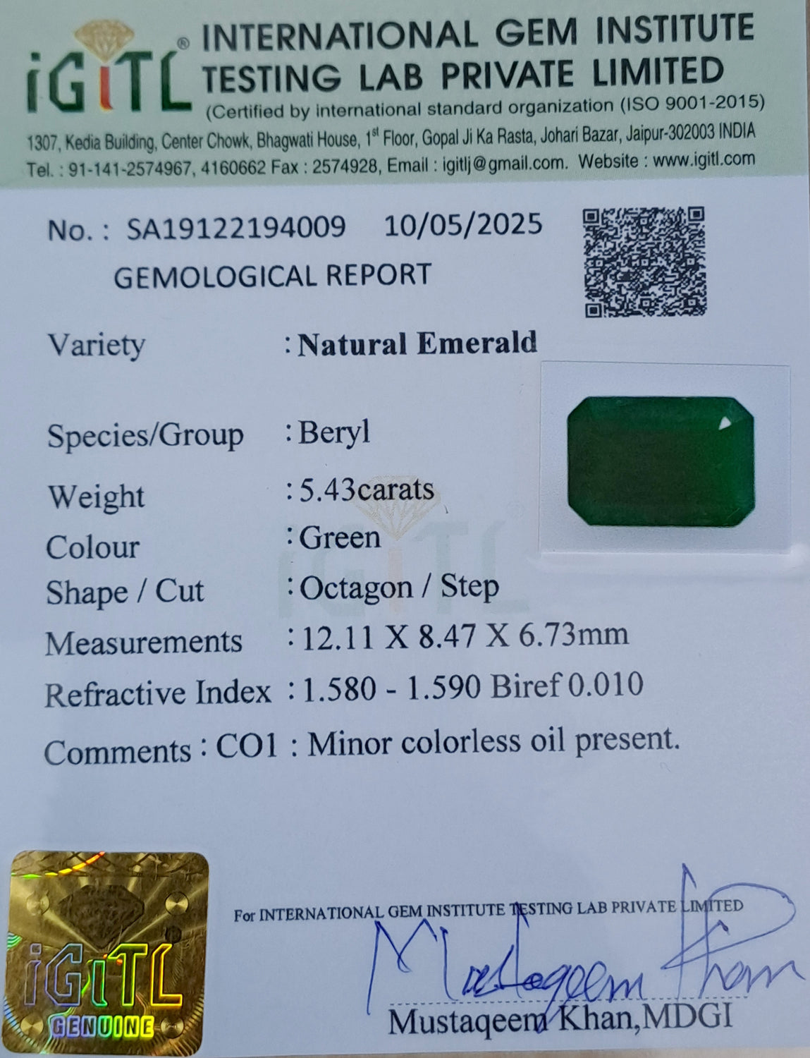 Emerald - 5.43 Carats