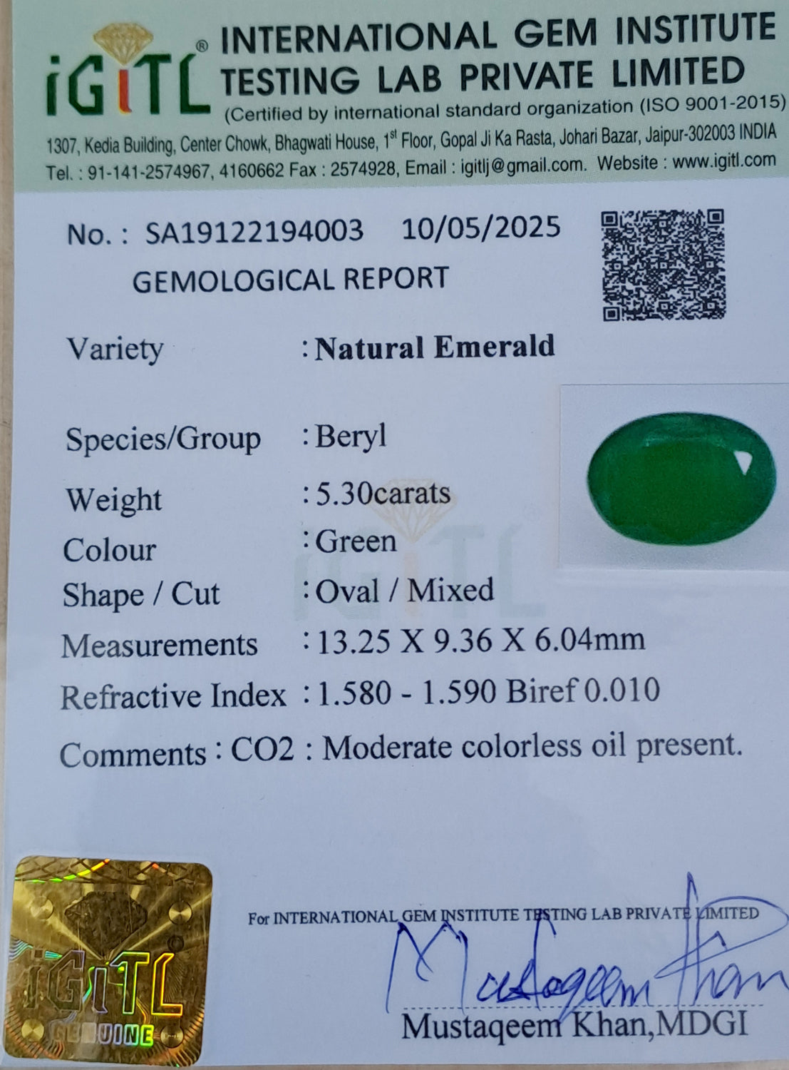 Emerald - 5.30 Carats