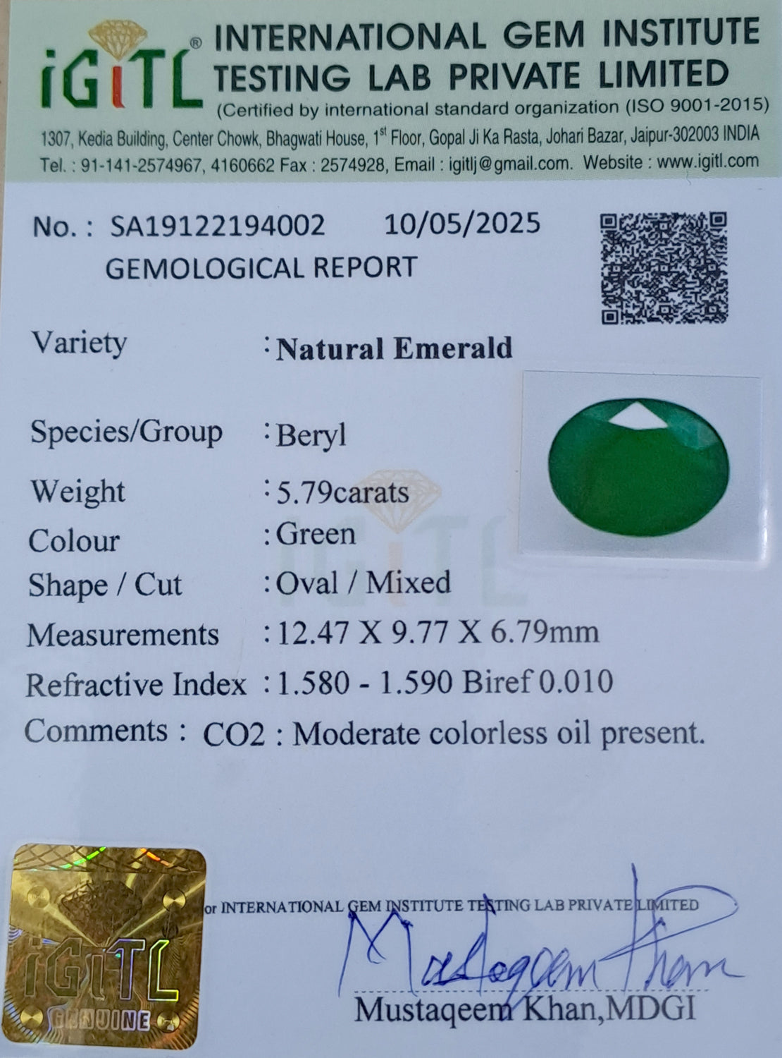 Emerald - 5.79 Carats