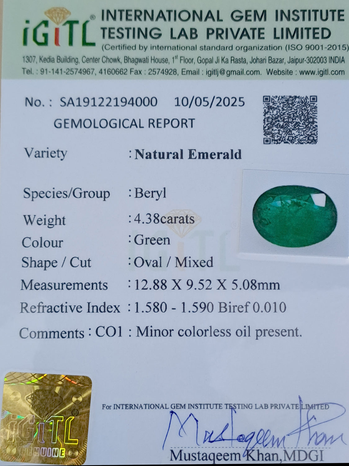 Emerald - 4.38 Carats