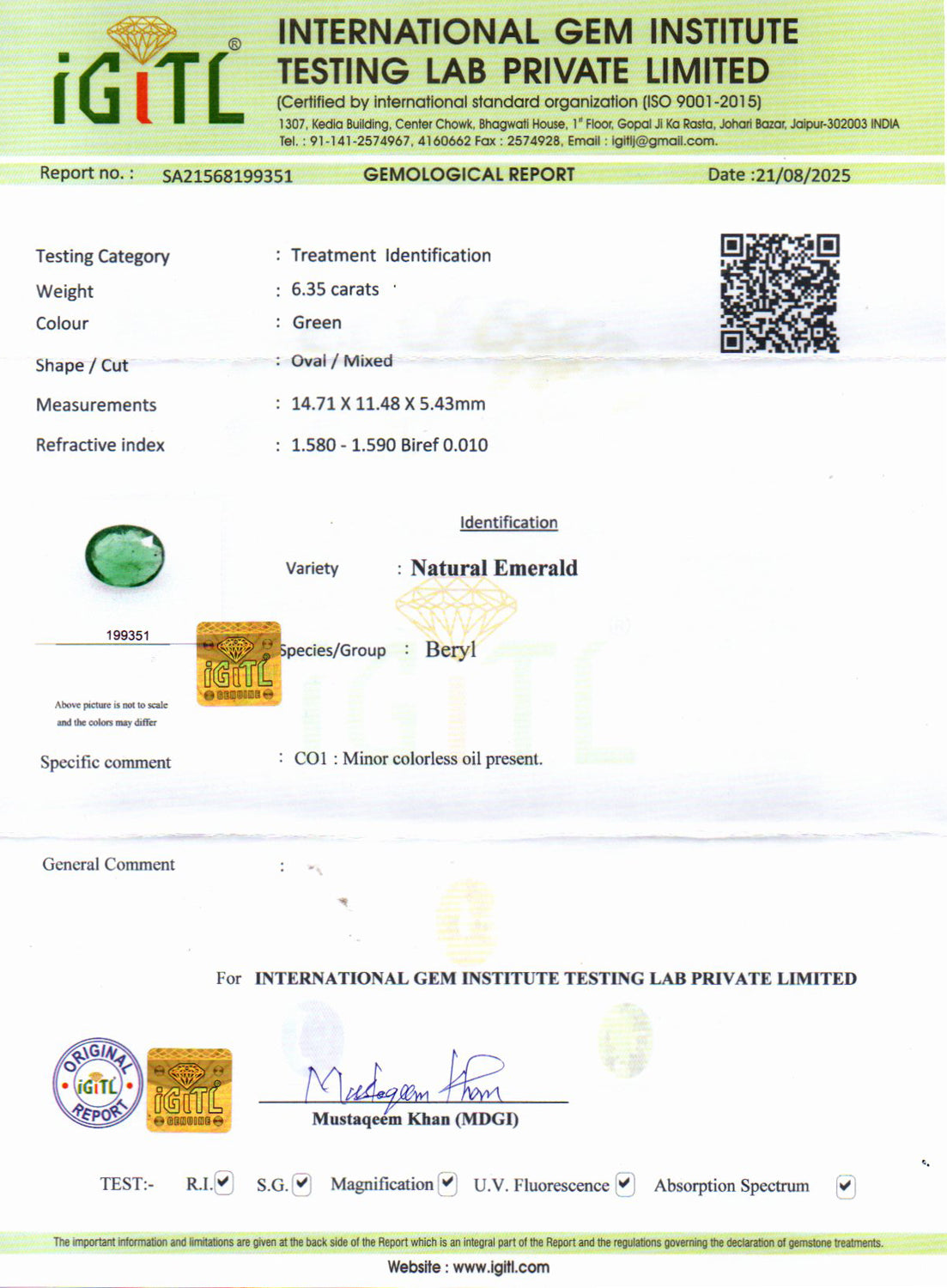 Emerald - 6.35 Carats