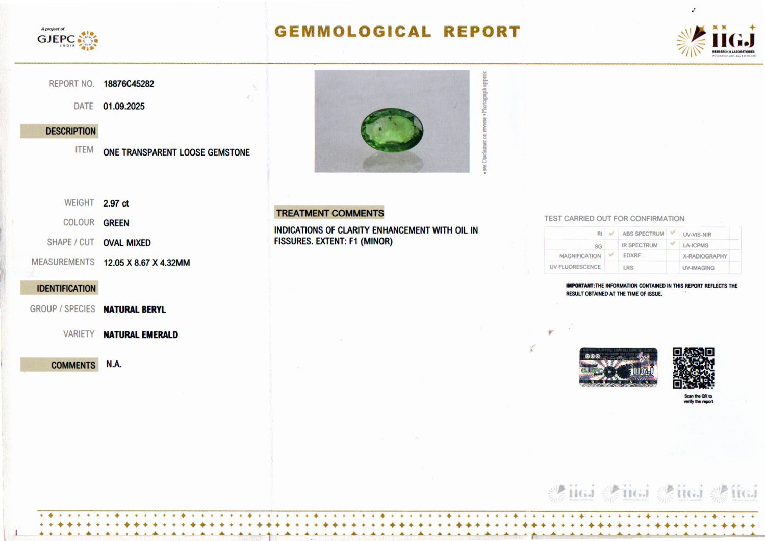 Emerald - 2.97 Carats