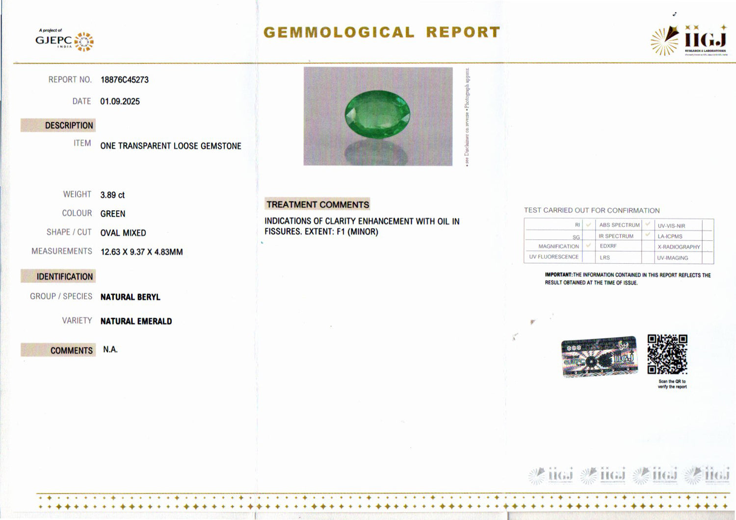 Emerald - 3.89 Carats