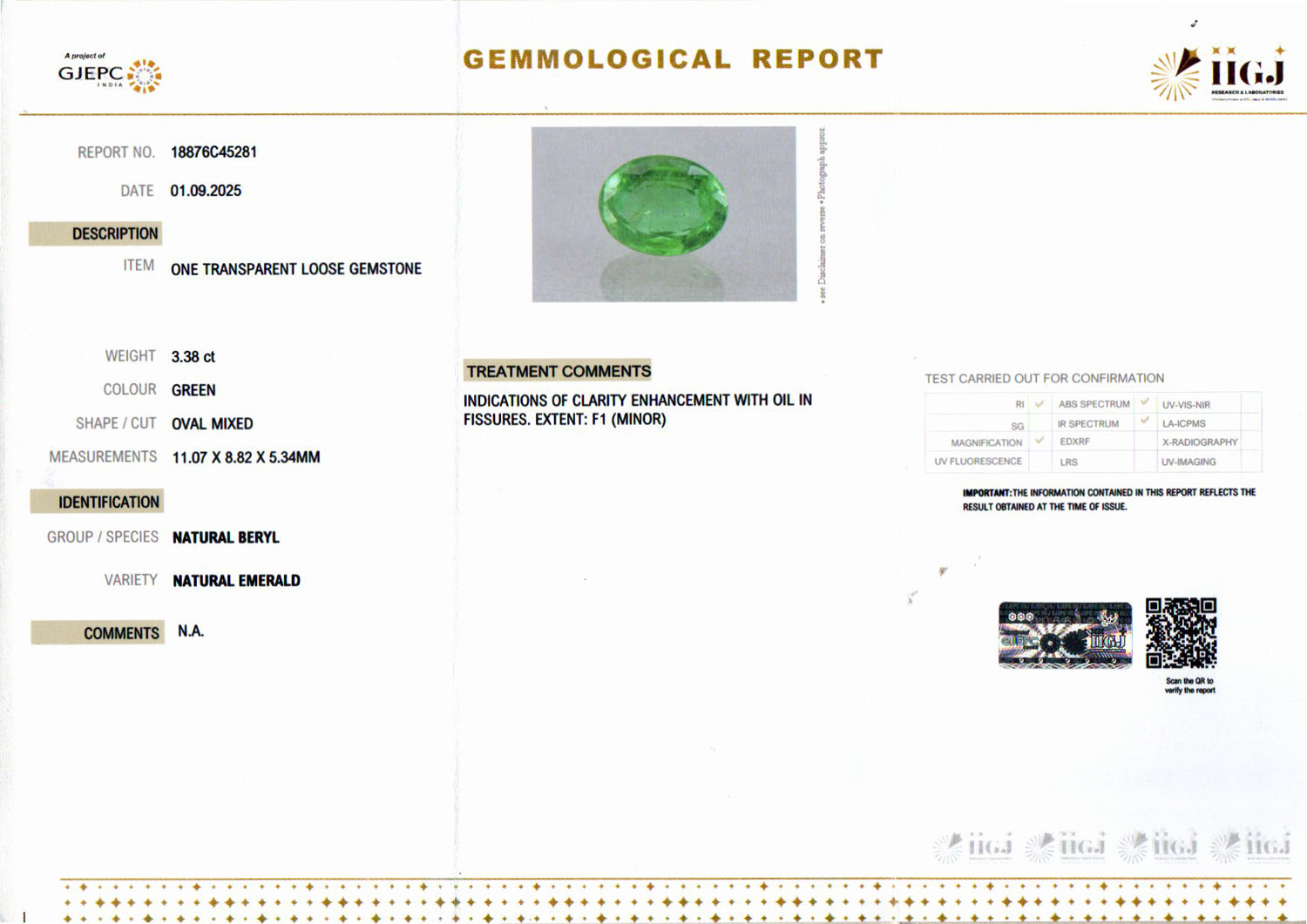 Emerald - 3.38 Carats
