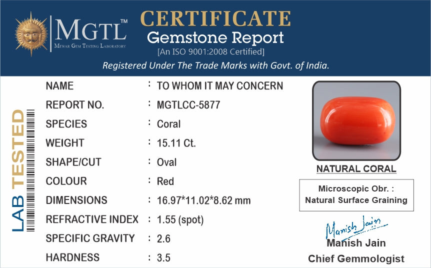 Italian Red Coral - 15.11 Carat Rare Quality CC-5877