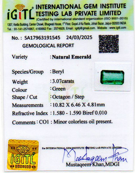 Emerald - 3.07 Carats