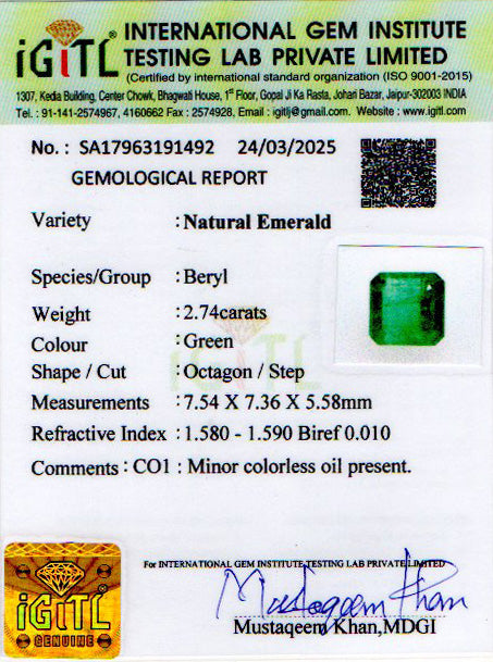 Zambian Emerald - 2.74 Carat Limited Quality EMD-9043