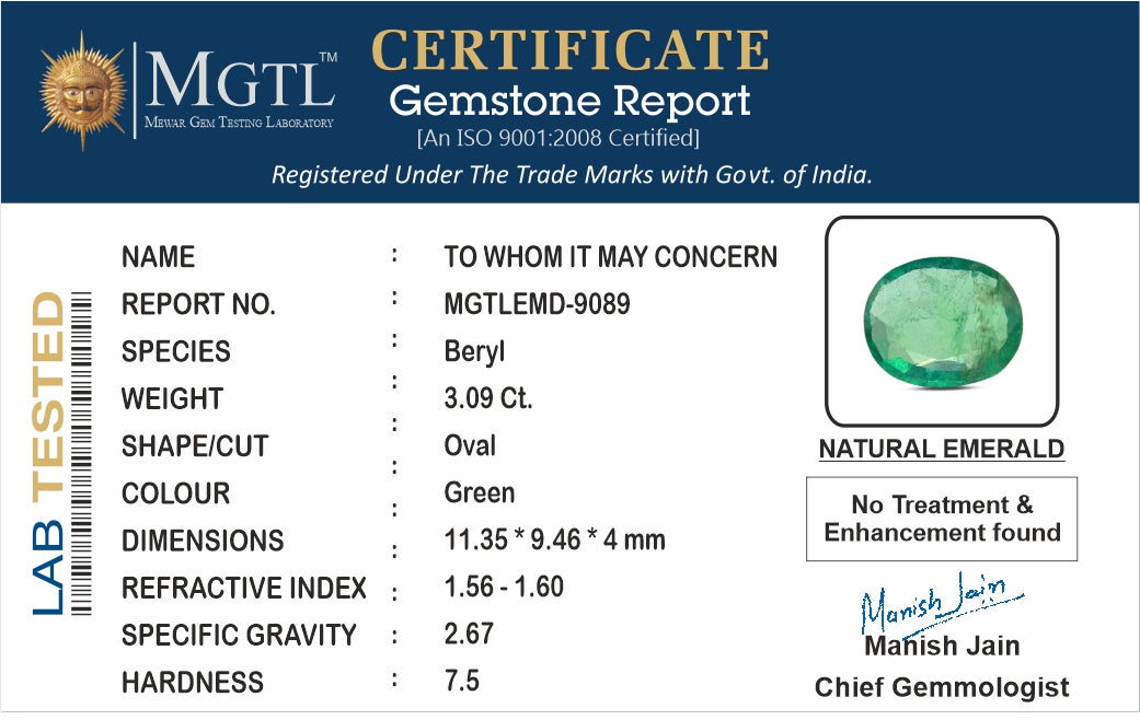 Emerald - 3.09 Carats