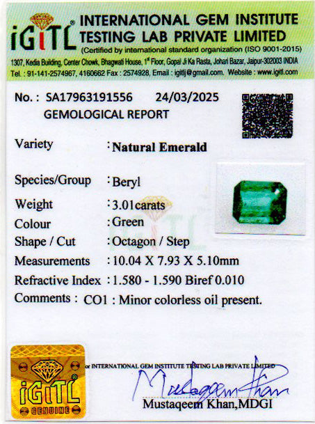 Emerald - 3.01 Carats