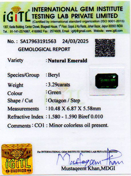 Emerald - 3.29 Carats