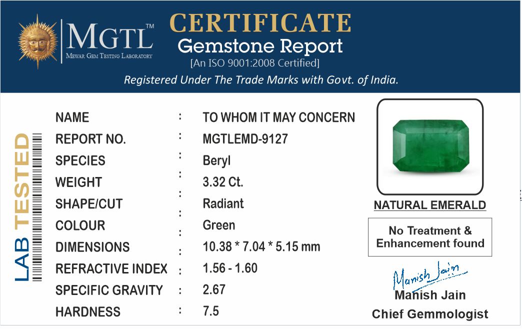 Emerald - 3.32 Carats
