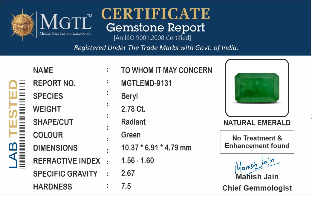 Emerald - 2.78 Carats