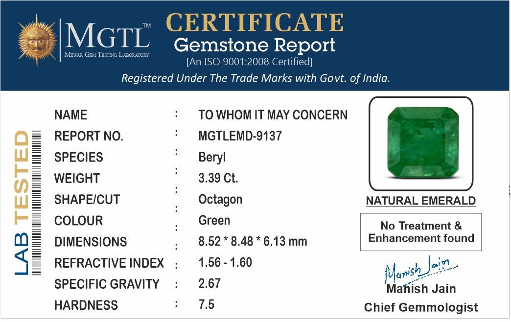 Emerald - 3.39 Carats