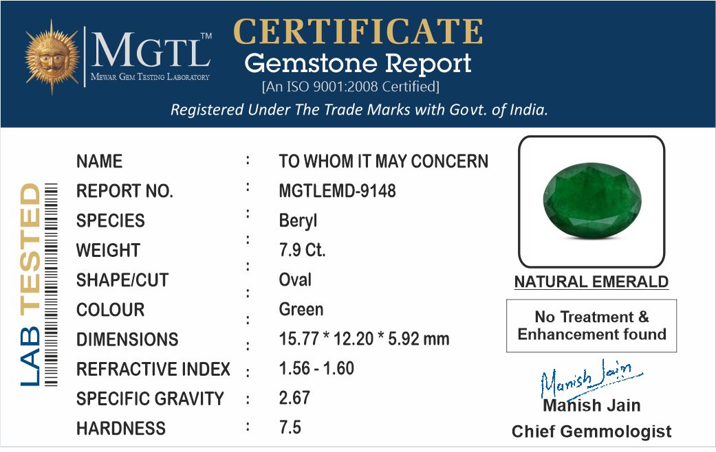 Emerald - 7.90 Carats