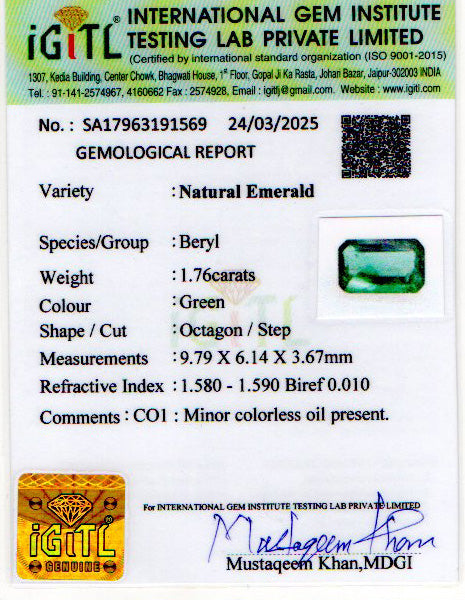 Emerald - 1.76 Carats